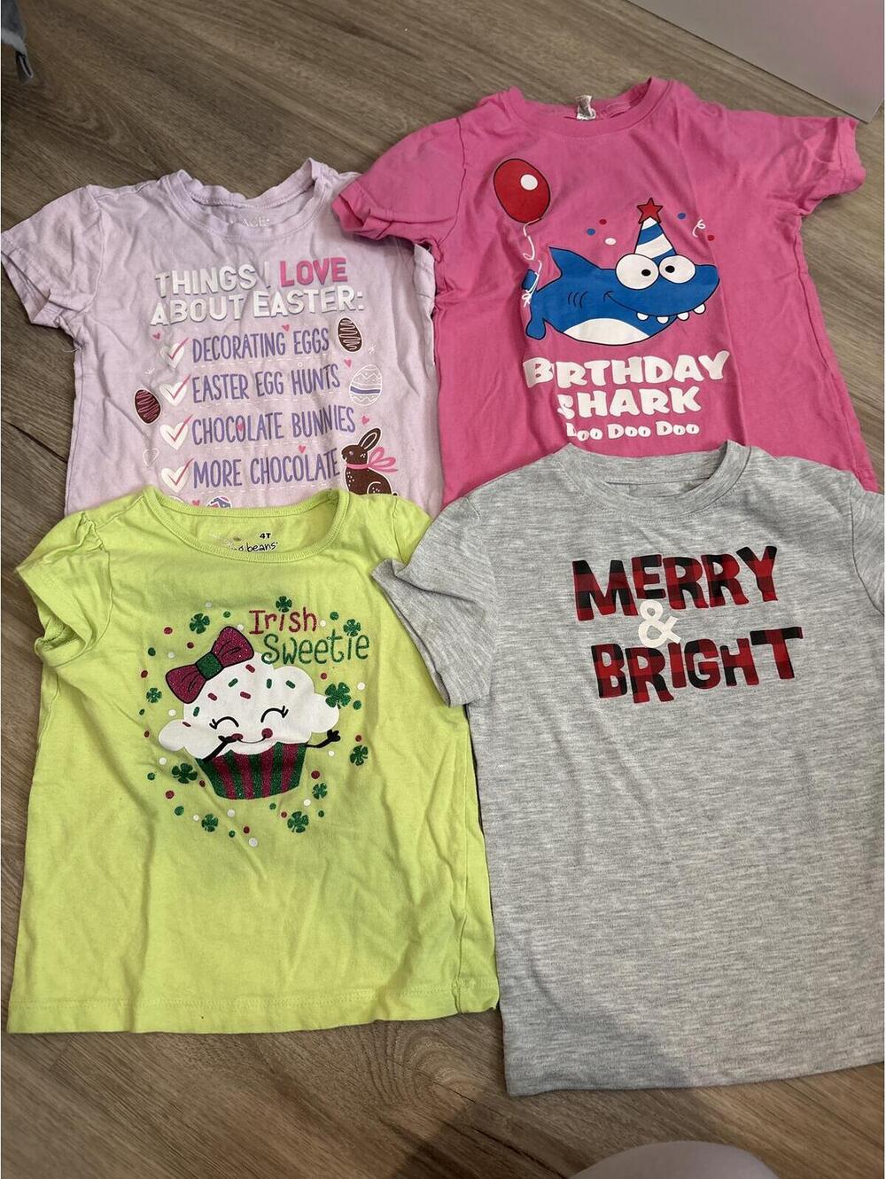 Set of 4 Graphic Tee Shirts for Kids - Various Themes 4/4T